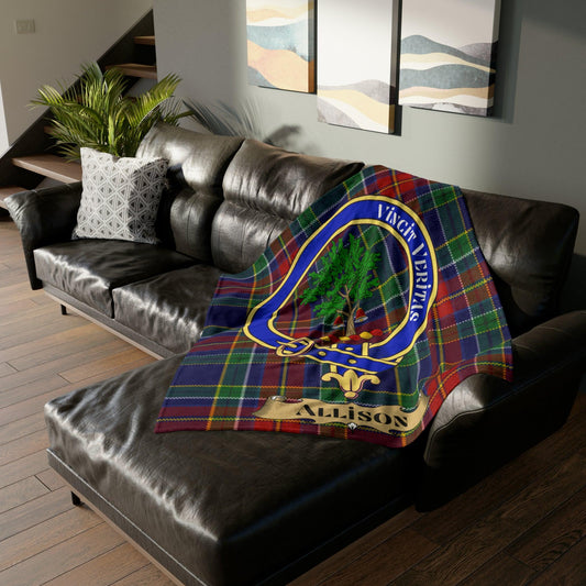Allison Clan Crest Scottish Tartan Blanket