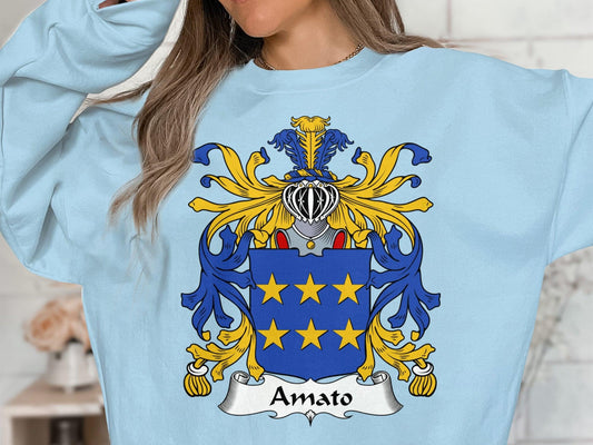 Amato Family Crest Italian Heritage T-Shirt, Sweatshirt, Hoodie, Ancestral Coat of Arms