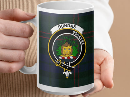 Clan Dundas Scottish Tartan Crest Design Mug - Living Stone Gifts