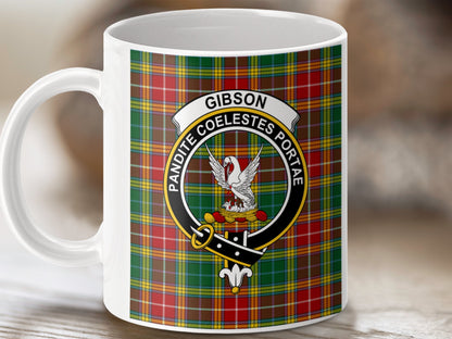 Clan Gibson Scottish Tartan Crest Mug - Living Stone Gifts