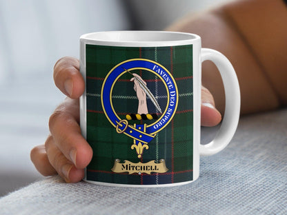 Mitchell Clan Scottish Heritage Crest Tartan Coffee Mug - Living Stone Gifts