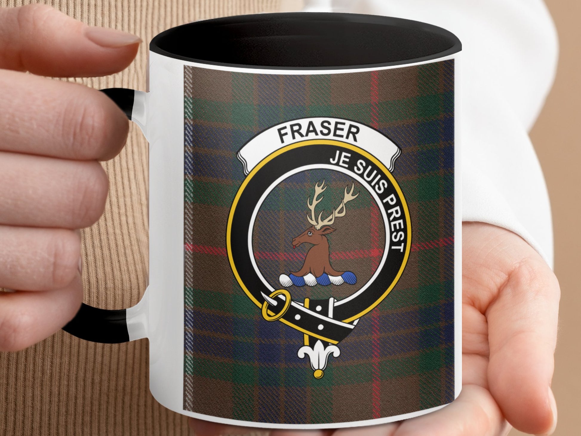 Clan Fraser Scottish Tartan Crest Design Mug - Living Stone Gifts
