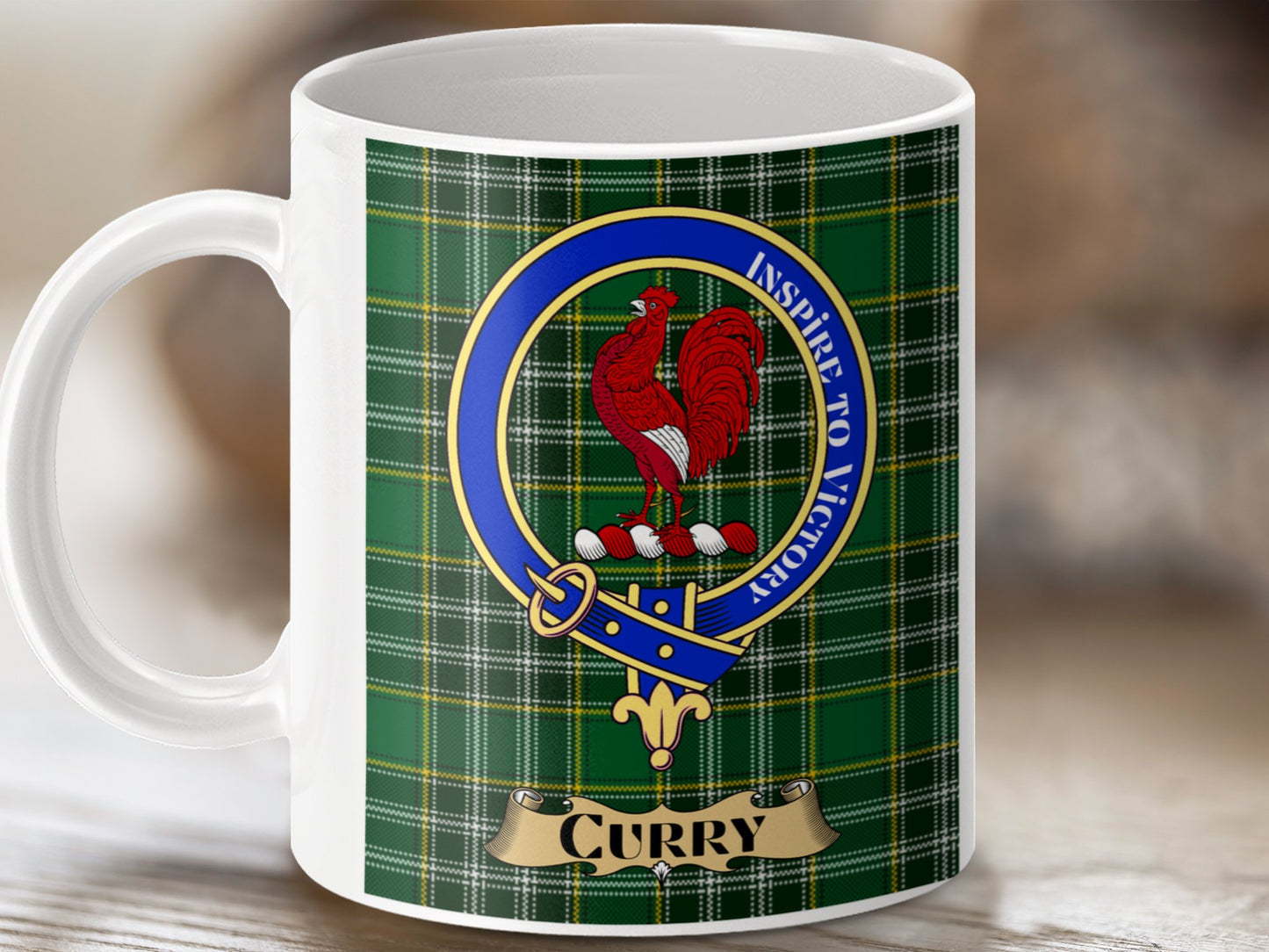 Curry Clan Scottish Tartan Crest Design Mug - Living Stone Gifts