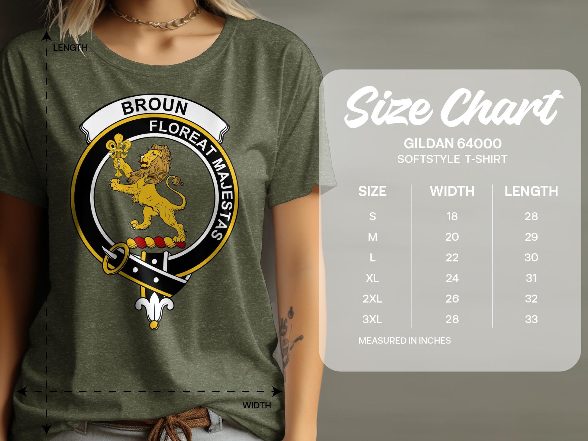 Broun Scottish Clan Crest Highland Games T-Shirt - Living Stone Gifts