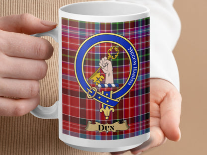 Clan Fergusson Scottish Tartan Crest Dun Mug - Living Stone Gifts