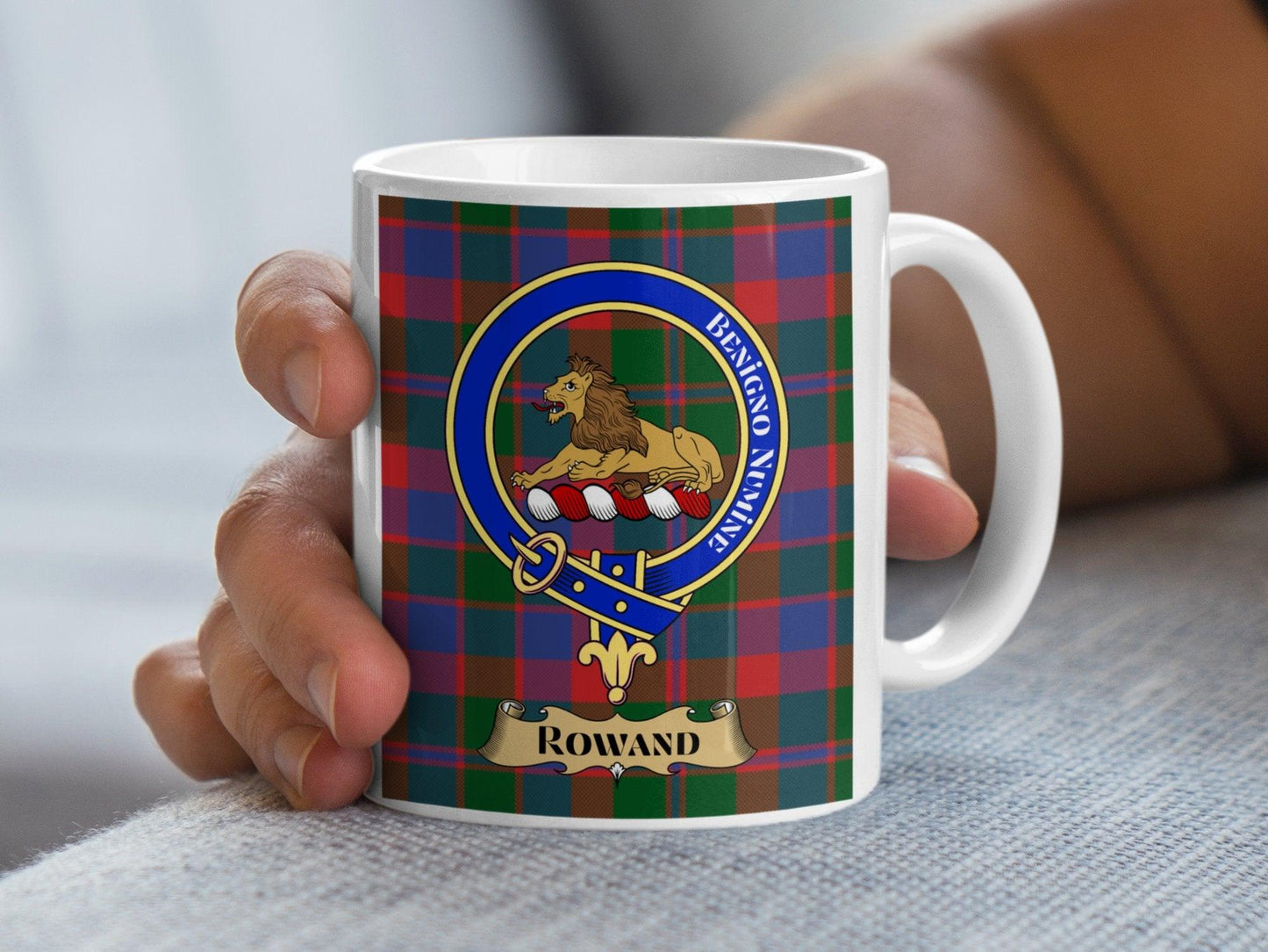 Rowand Scottish Clan Tartan with Crest Mug - Living Stone Gifts