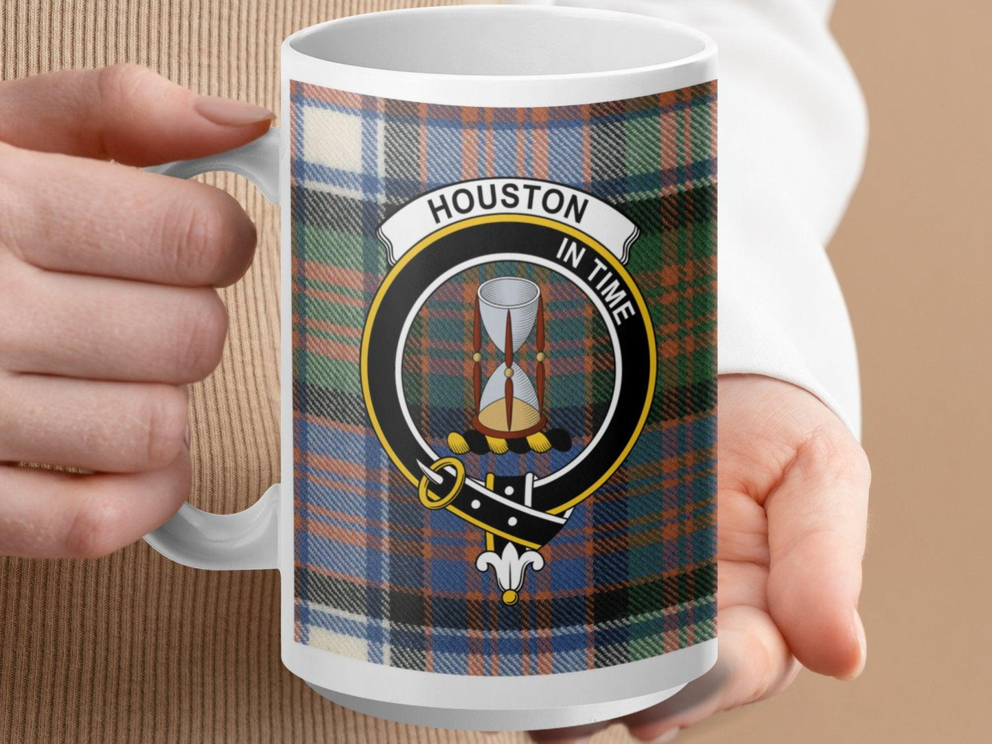 Houston In Time Crest Plaid Tartan Clan Scottish Mug - Living Stone Gifts