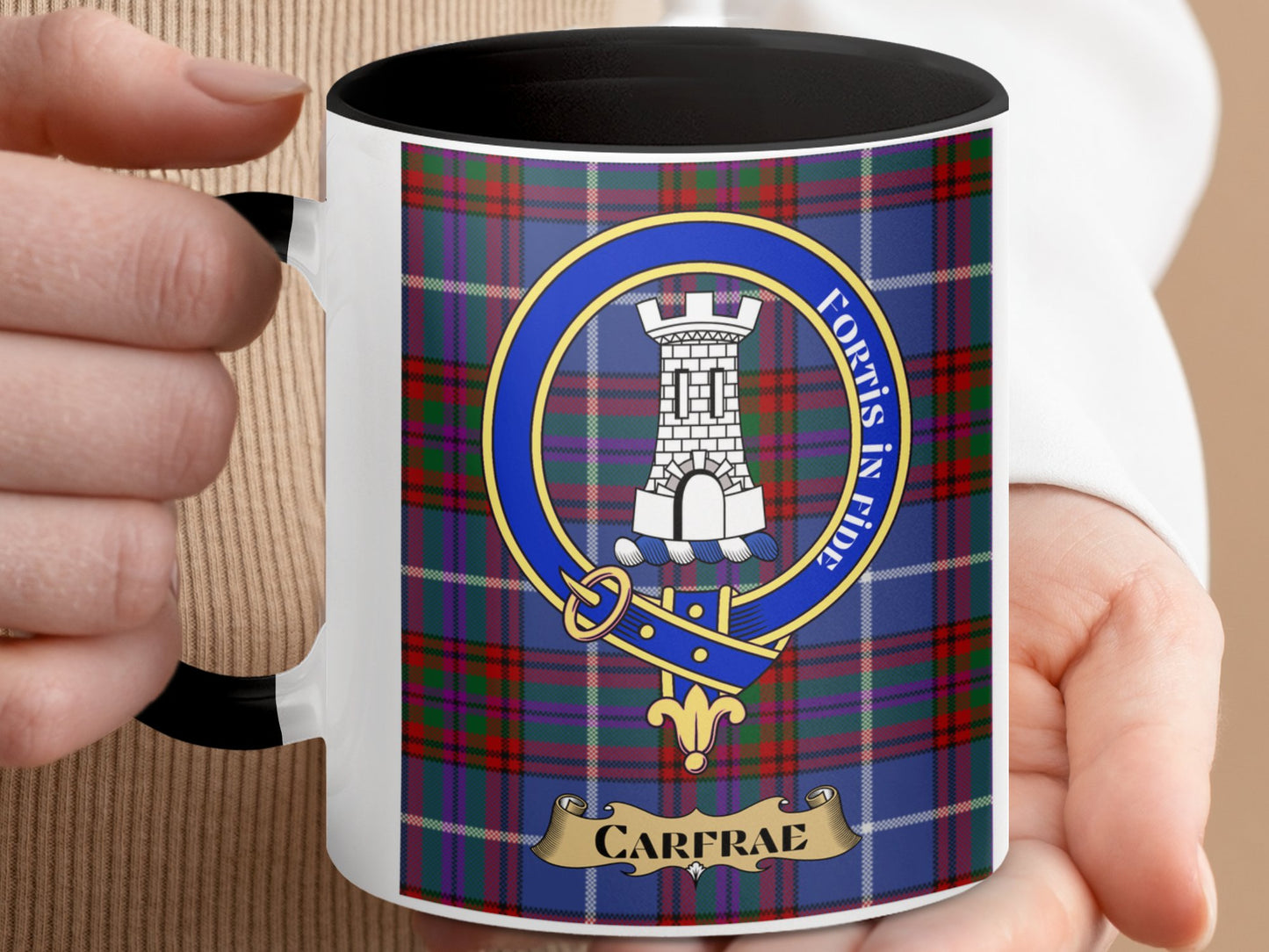 Louis In Armis Clan Carfrae Scottish Tartan Mug - Living Stone Gifts