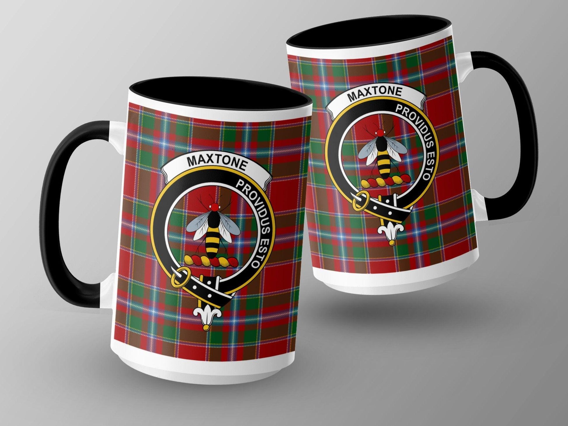 Maxtone Proudibus Esto Scottish Clan Crest Plaid Mug - Living Stone Gifts
