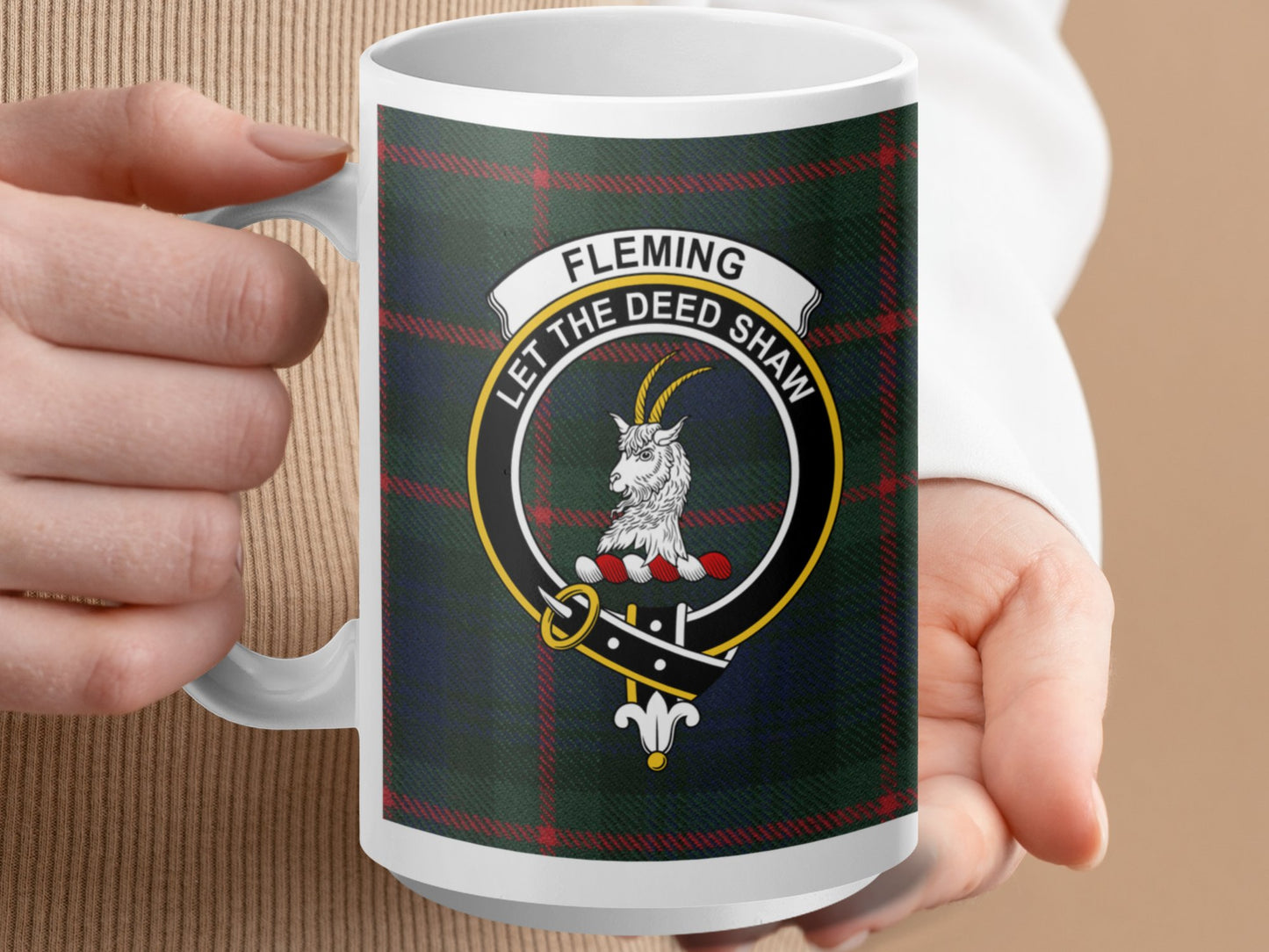 Clan Fleming Scottish Tartan Crest Mug - Living Stone Gifts