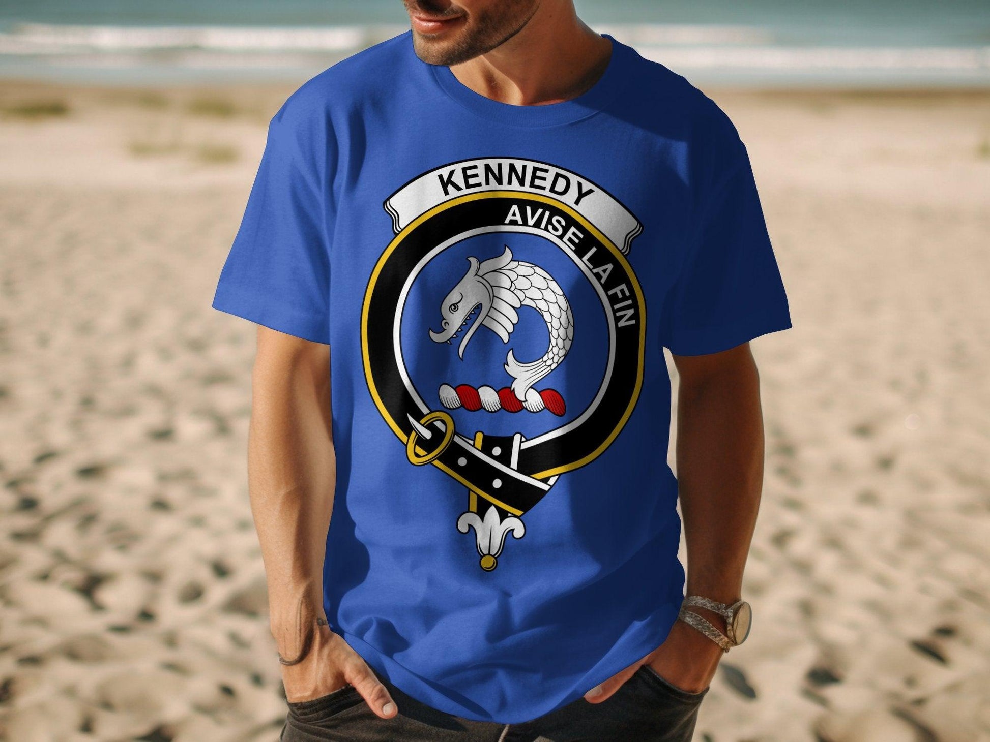 Kennedy Avise La Fin Scottish Clan Crest T-Shirt - Living Stone Gifts