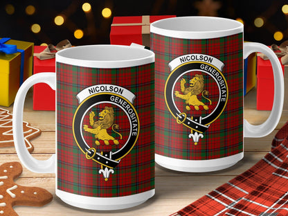 Nicolson Scottish Clan Crest Tartan Generositate Mug - Living Stone Gifts