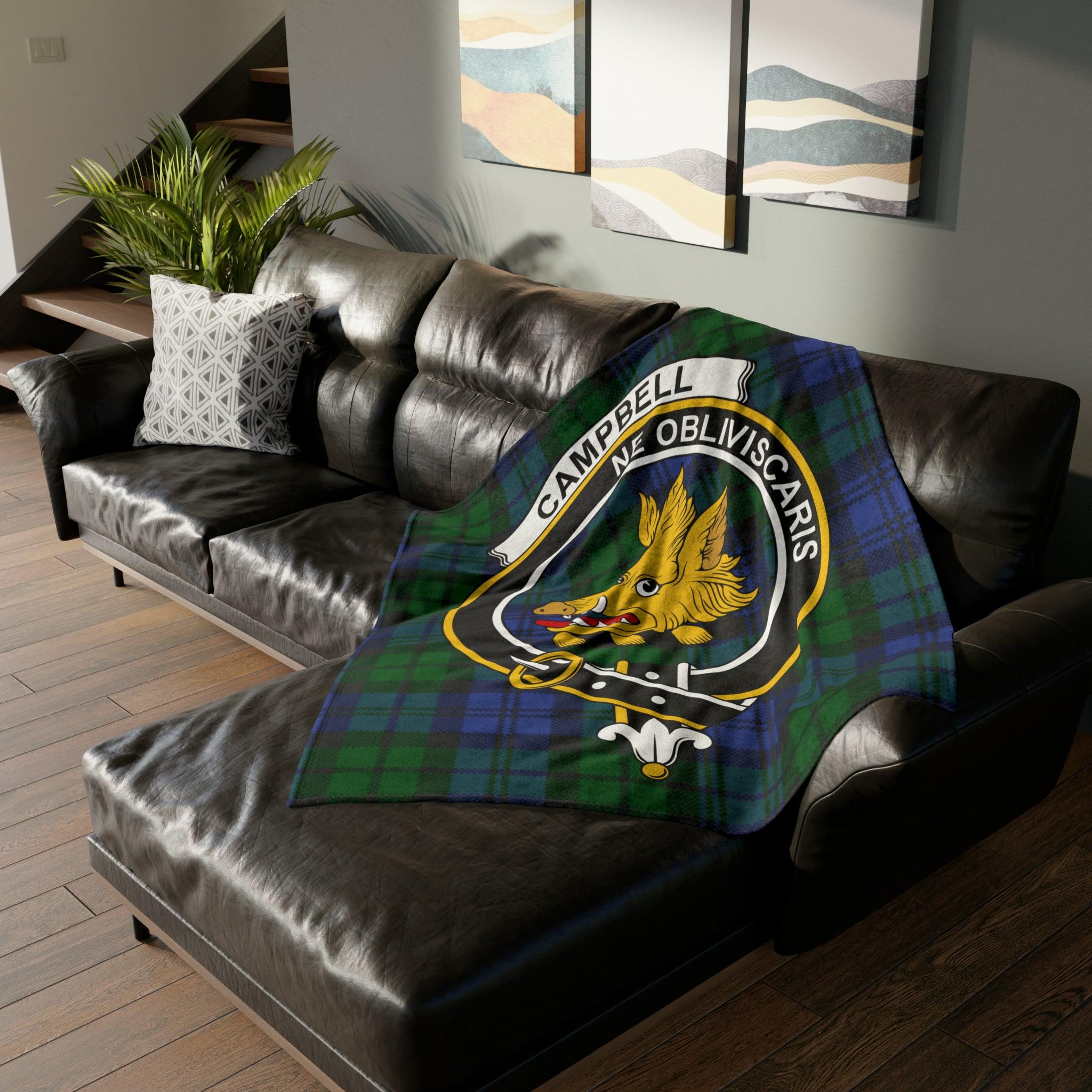 Campbell Clan Tartan Blanket | Scottish Clan Crest Plaid Throw