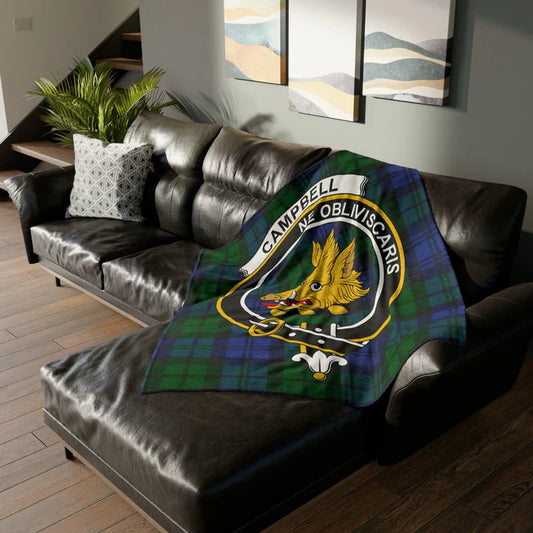 Custom Name Scottish or Irish Clan Crest Tartan Blanket - Choose Your Clan Crest