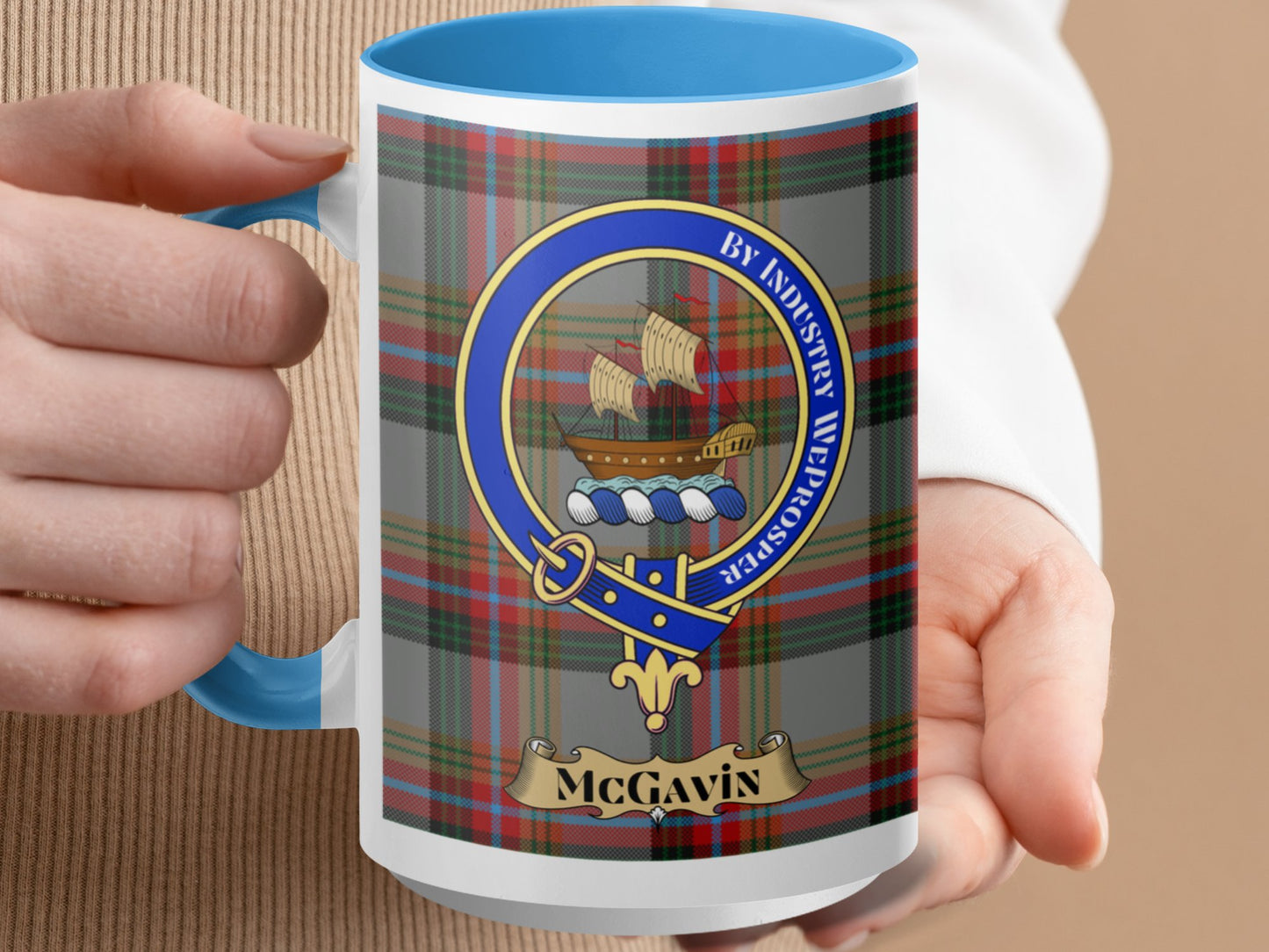 Clan McGavin Scottish Tartan Crest Emblem Mug - Living Stone Gifts