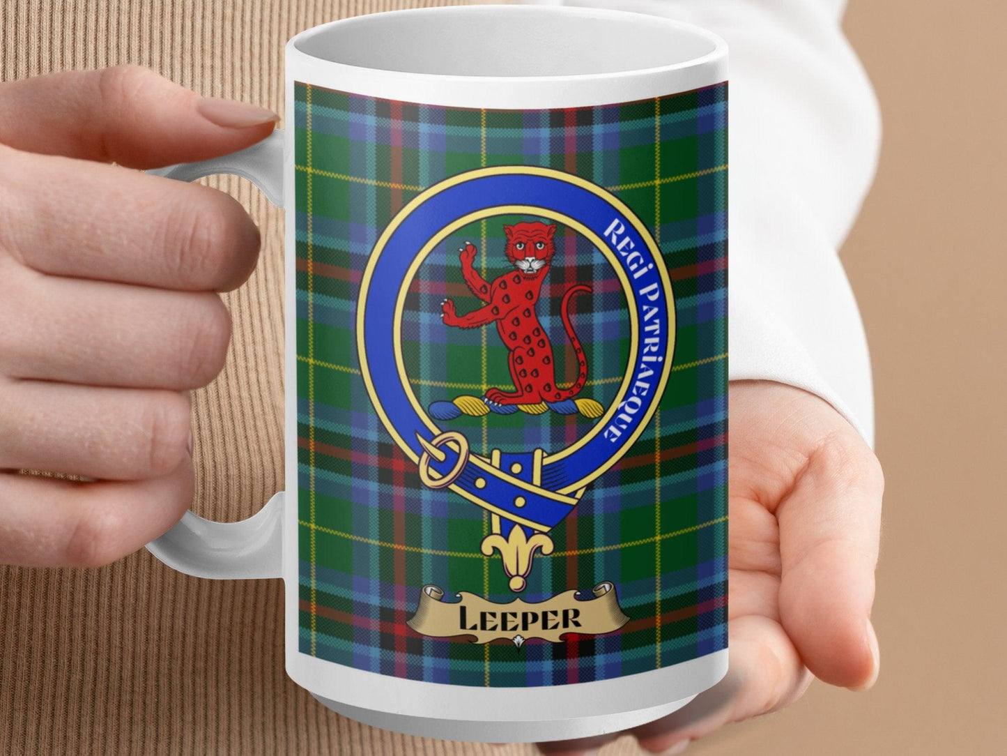 Leeper Clan Scottish Crest Tartan Plaid Pattern Mug - Living Stone Gifts