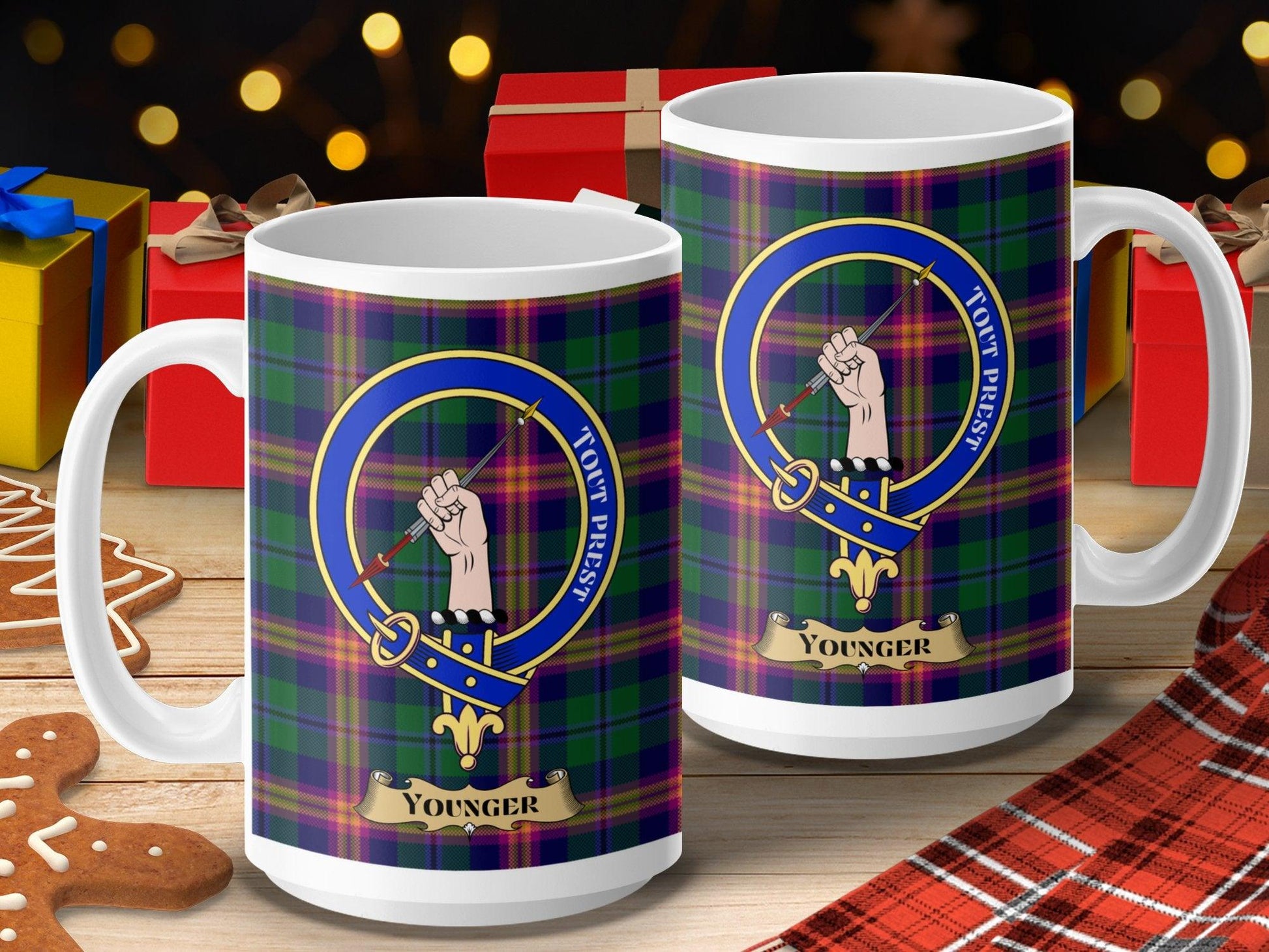 Younger Clan Scottish Tartan Crest Plaid Coffee Mug - Living Stone Gifts