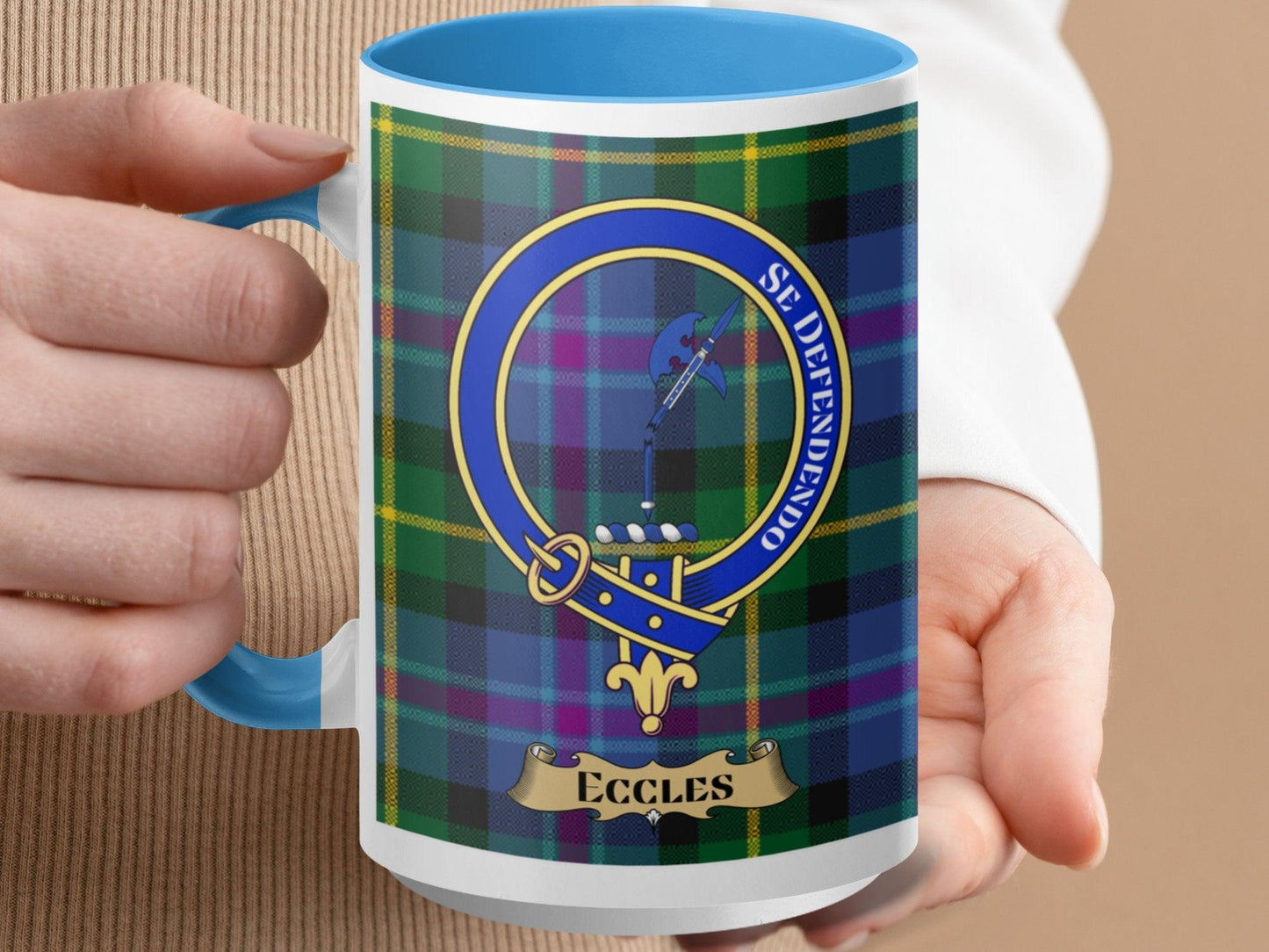 Scottish Clan Eccles Crest Tartan Plaid Emblem Mug - Living Stone Gifts