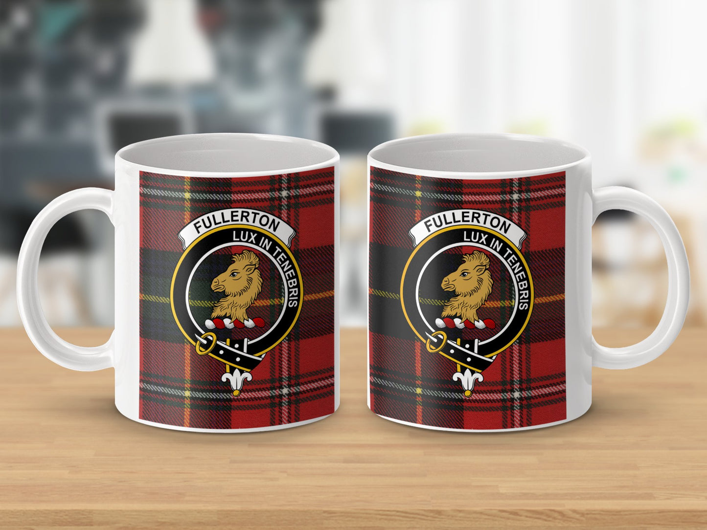 Clan Fullerton Scottish Tartan Crest Mug - Living Stone Gifts