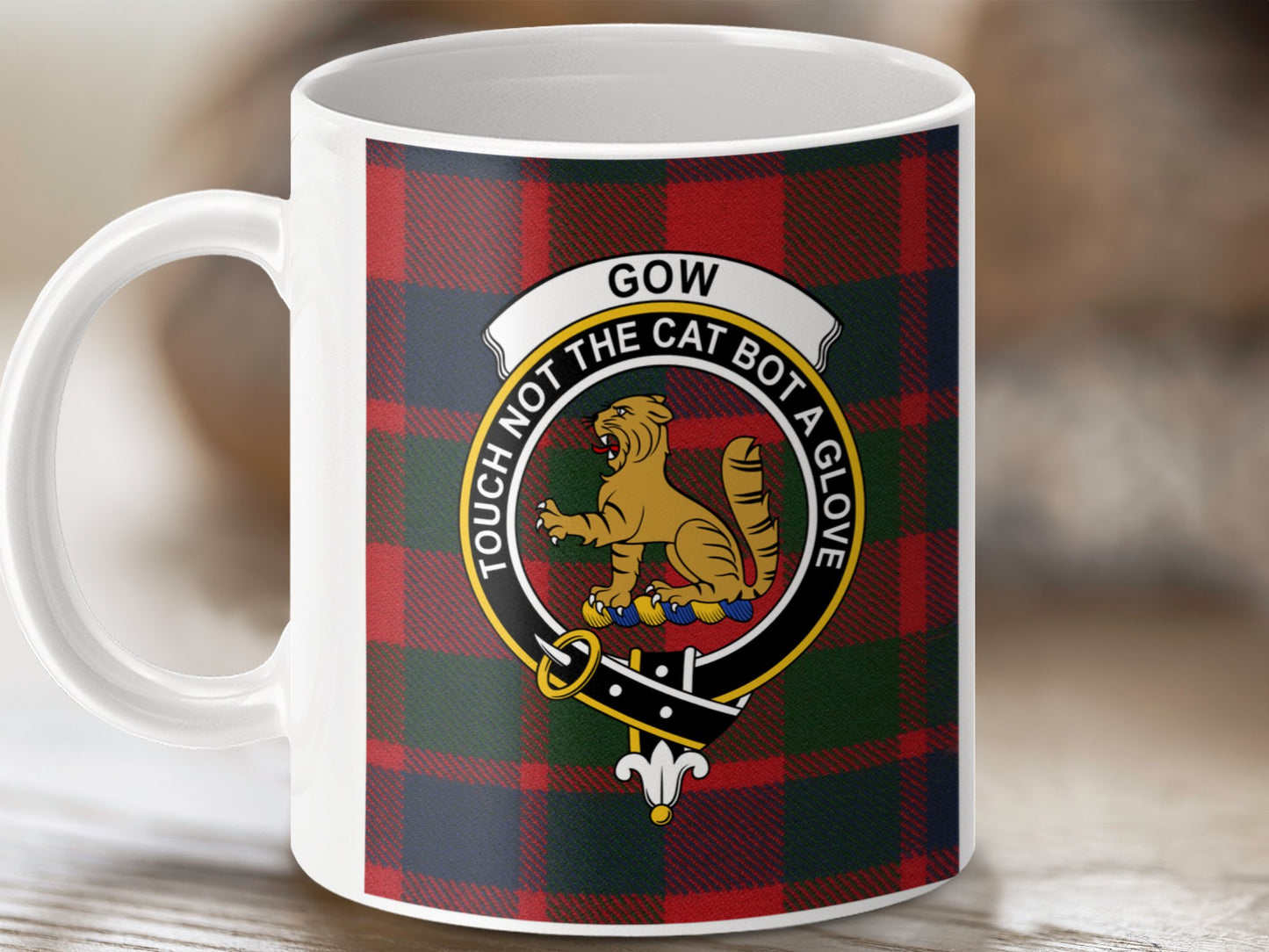 Clan Gow Scottish Tartan Crest Emblem Mug - Living Stone Gifts