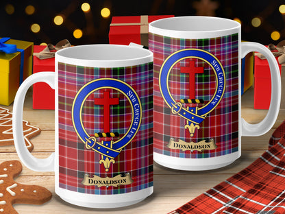 Clan Donaldson Scottish Tartan Crest Mug - Living Stone Gifts