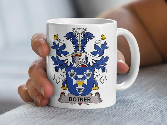Custom Botner Family Crest Mug, Heraldic Coat of Arms Coffee Cup