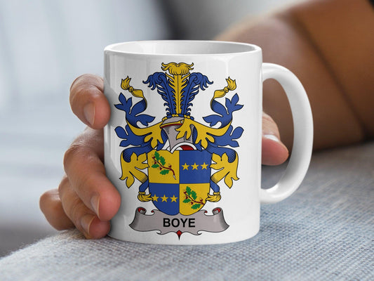 Custom Boye Crest Mug - Heraldic Shield Danish Surname Coffee Cup