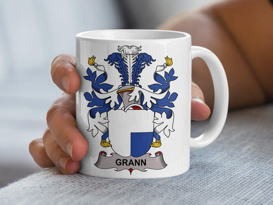 Custom Grann Family Crest Coffee Mug, Danish Heritage Drinkware