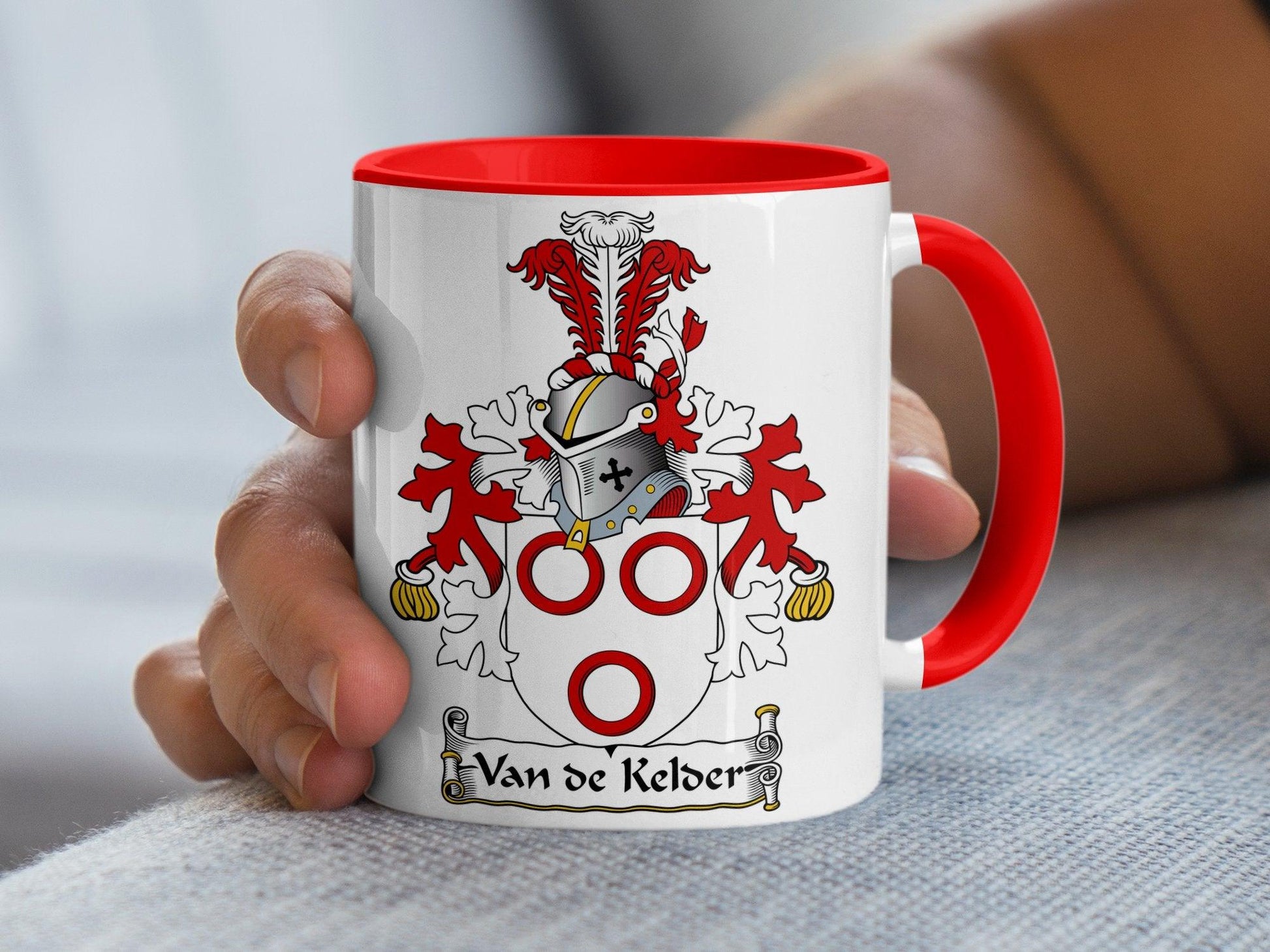 Custom Heraldic Shield Mug - Van de Keizer Family Crest Coffee Cup