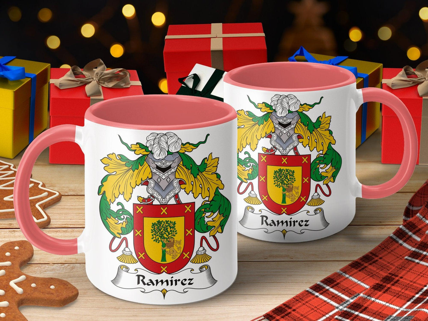 Custom Heraldic Shield Mug with Ramsey Family Crest, Personal Heritage Coffee Cup