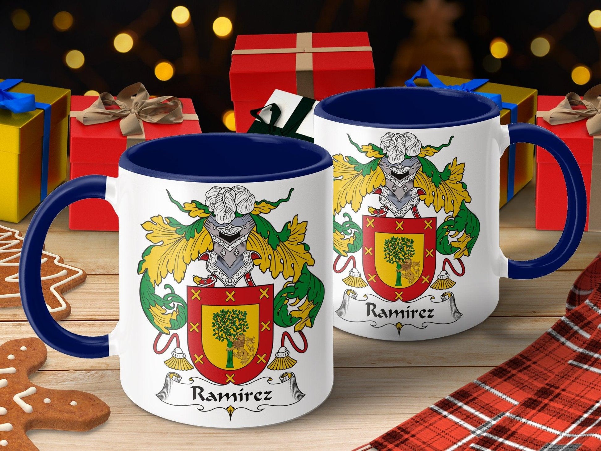 Custom Heraldic Shield Mug with Ramsey Family Crest, Personal Heritage Coffee Cup
