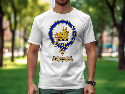 Custom Thompson Crest Graphic T-Shirt, Family Heraldry Emblem, Unisex Casual Wear