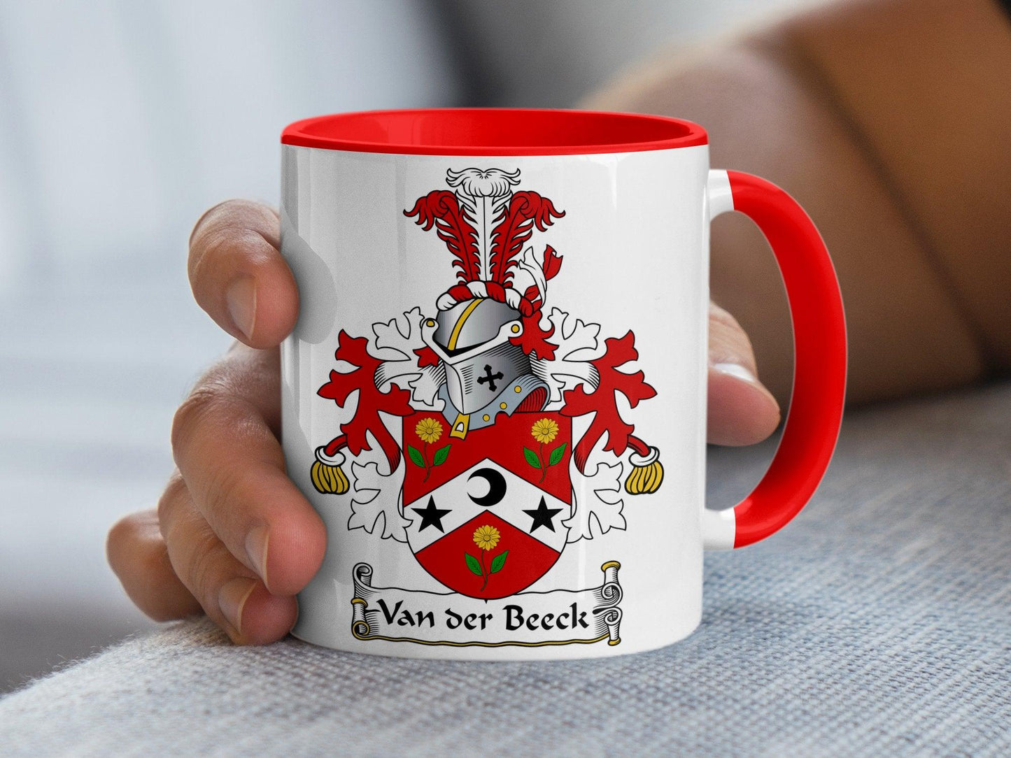 Custom Van der Beek Family Crest Mug - Unique Heraldic Coffee Cup
