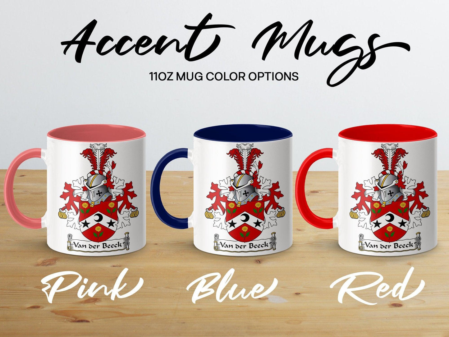 Custom Van der Beek Family Crest Mug - Unique Heraldic Coffee Cup