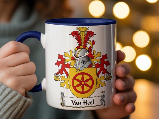 Custom Van Hec Family Crest Mug - Heraldic Coat of Arms Coffee Cup