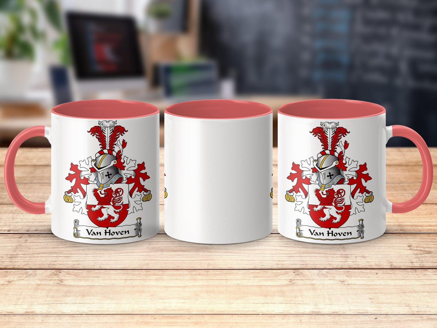 Custom Van Hoven Family Crest Mug, Dutch Heritage Coffee Cup