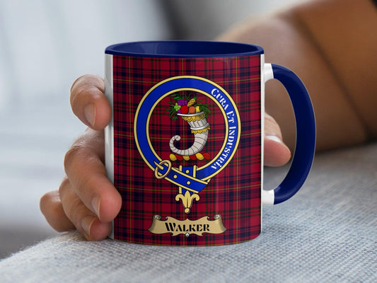 Custom Walker Clan Crest Mug, Traditional Tartan Coffee Cup, Scottish Heritage Gift