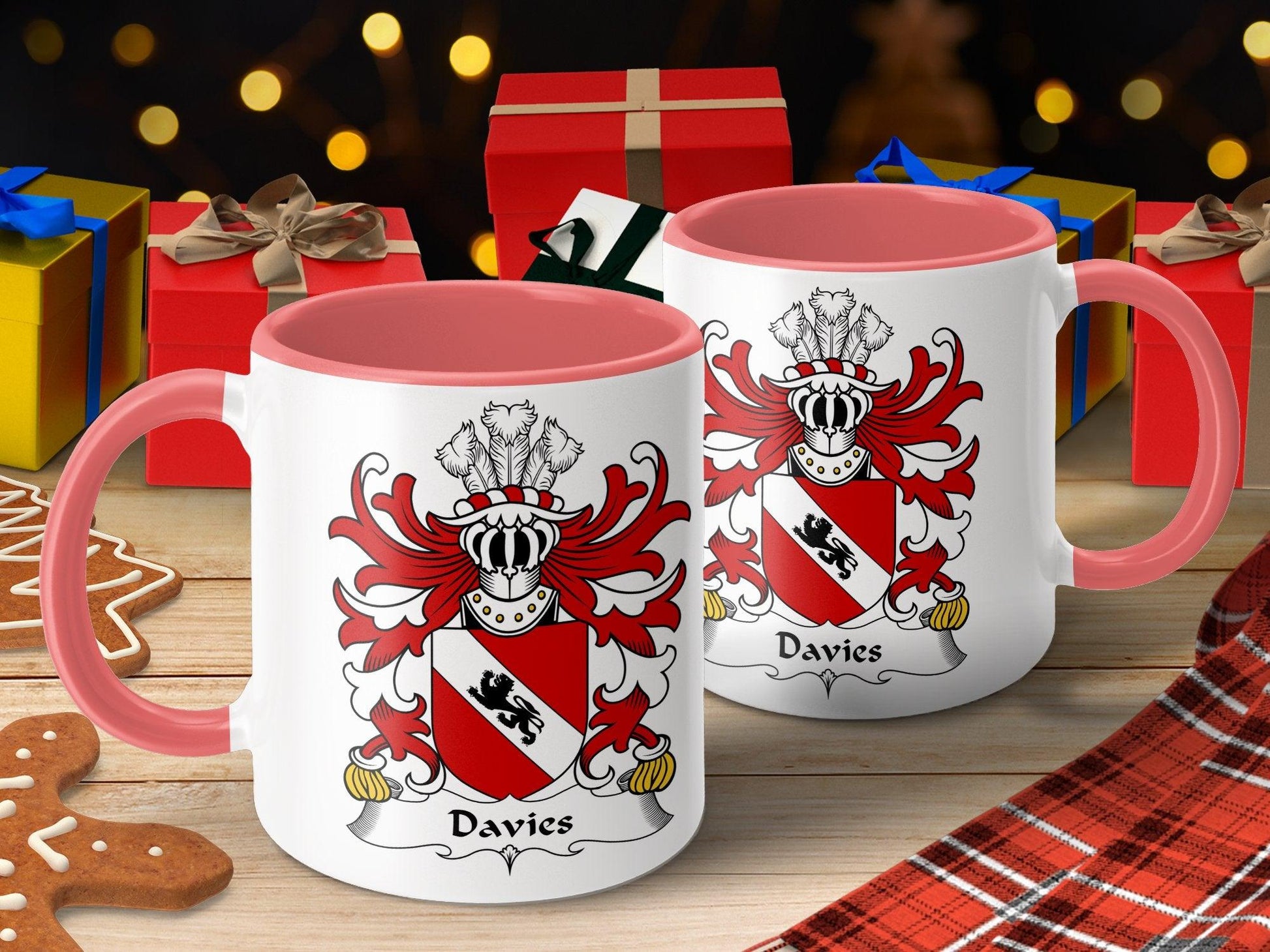 Custom Welsh Davies Surname Coat of Arms Coffee Mug, Heraldry Crest Emblem