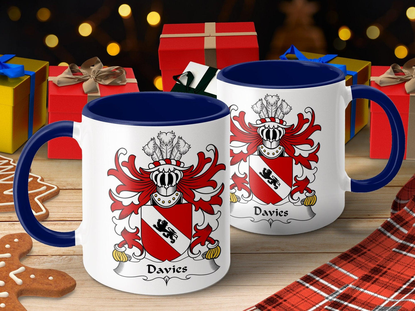 Custom Welsh Davies Surname Coat of Arms Coffee Mug, Heraldry Crest Emblem