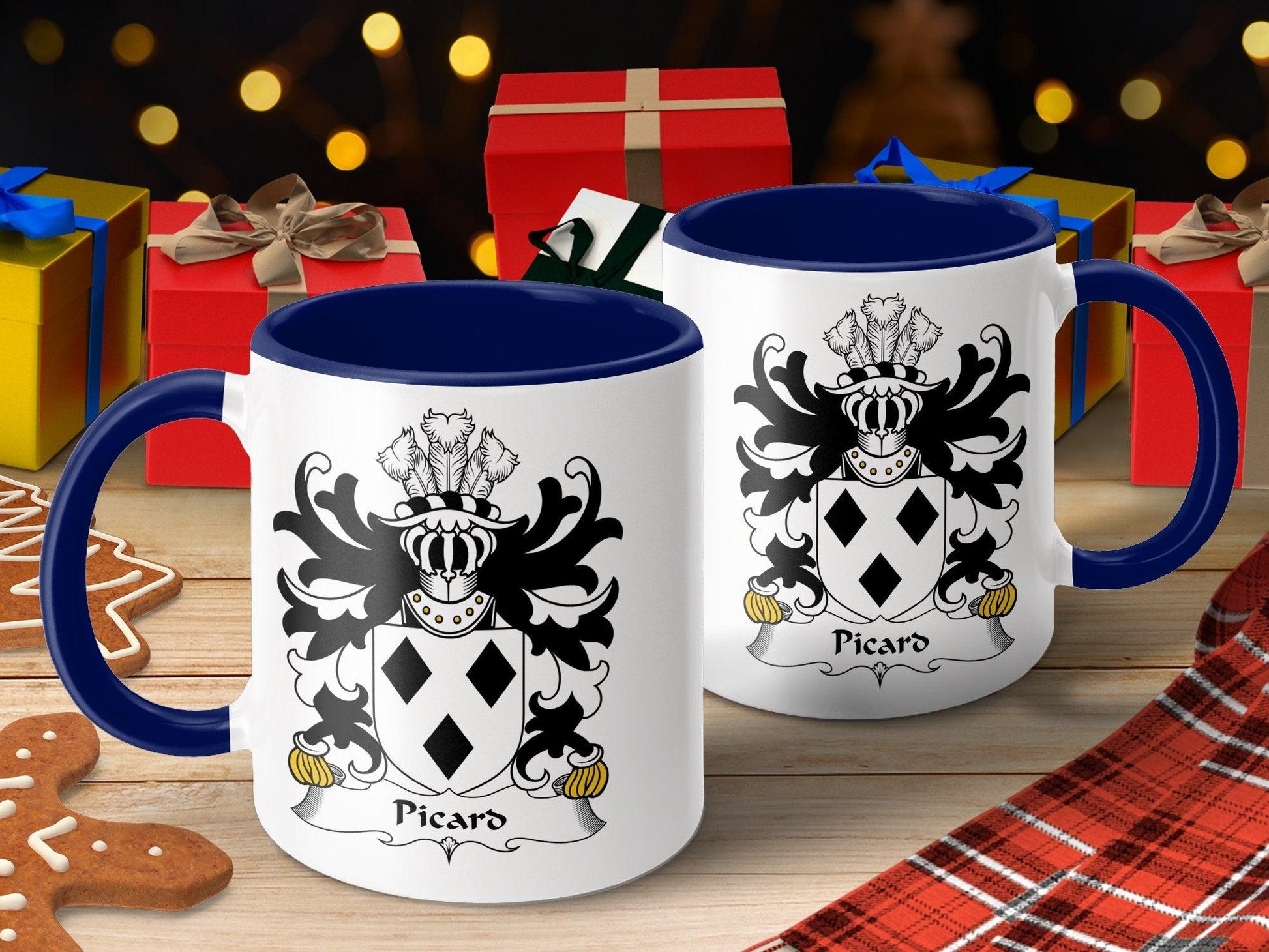 Custom Welsh Picard Family Crest Mug, Heraldic Coat of Arms Coffee Cup