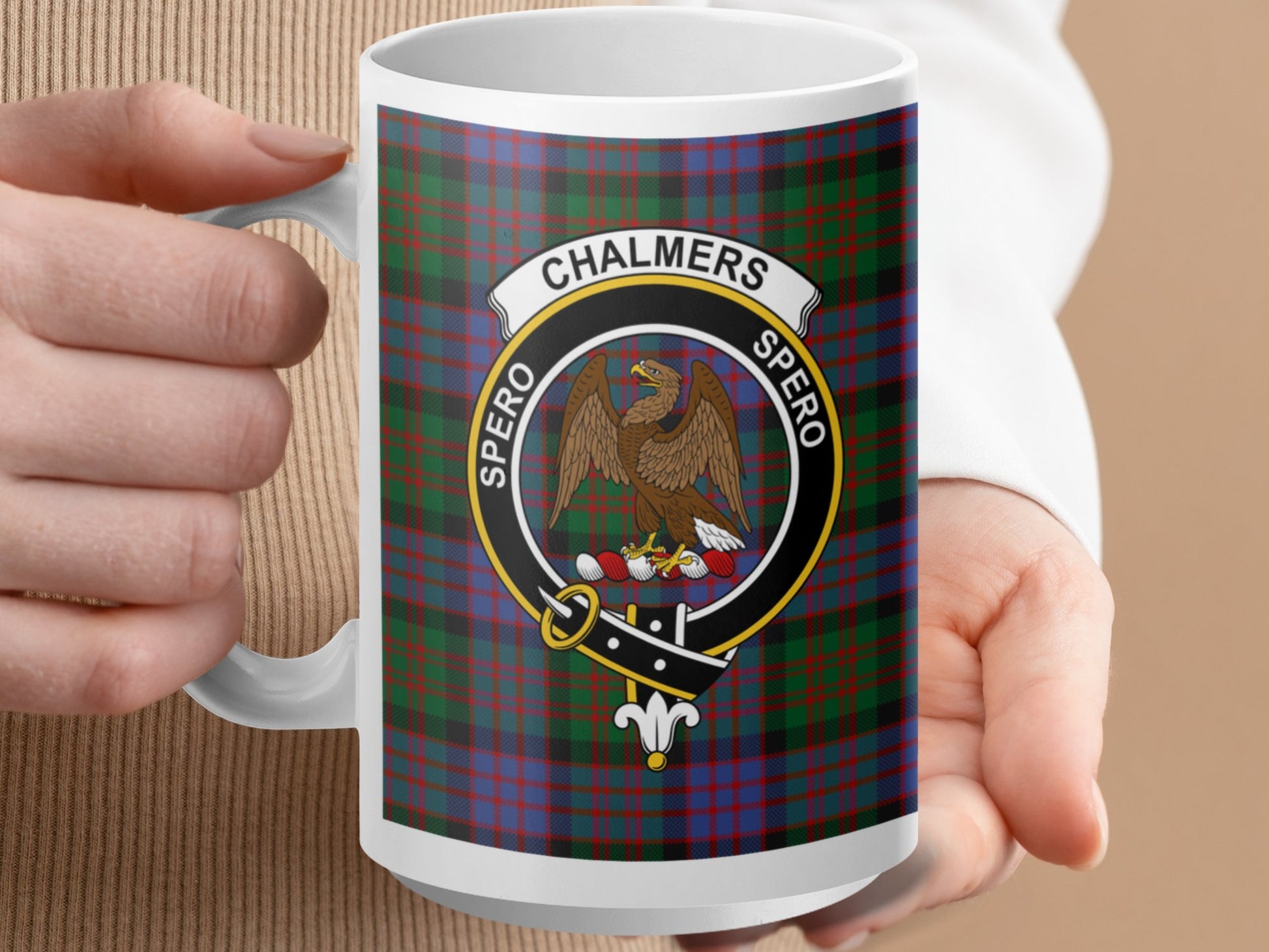Clan Chalmers Scottish Tartan Crest Mug - Living Stone Gifts