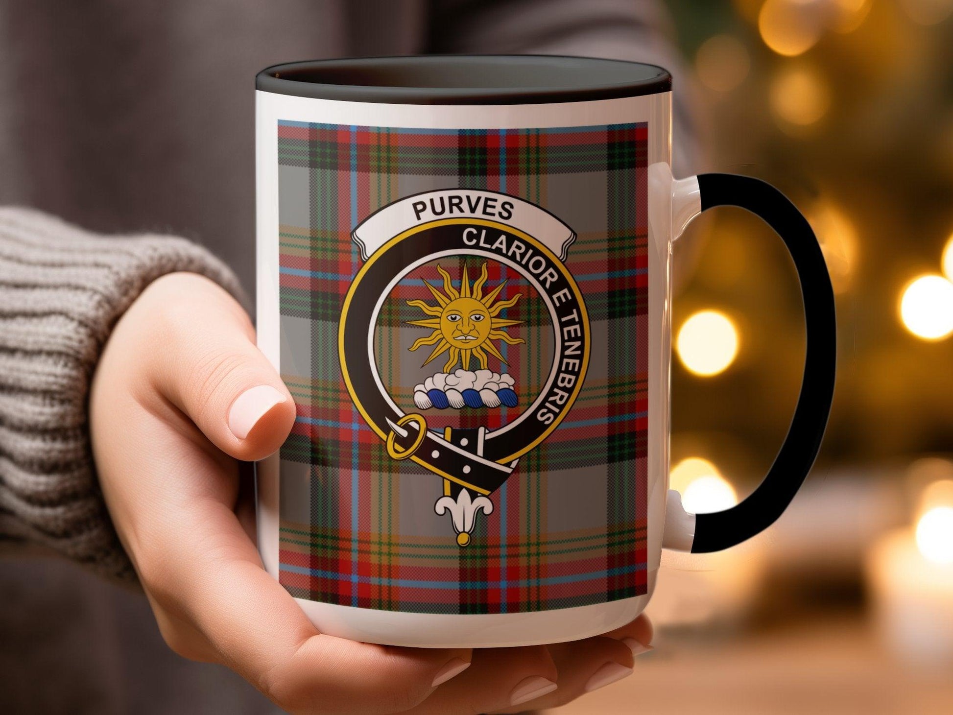 Purves Scottish Clan Crest Tartan Design Mug - Living Stone Gifts