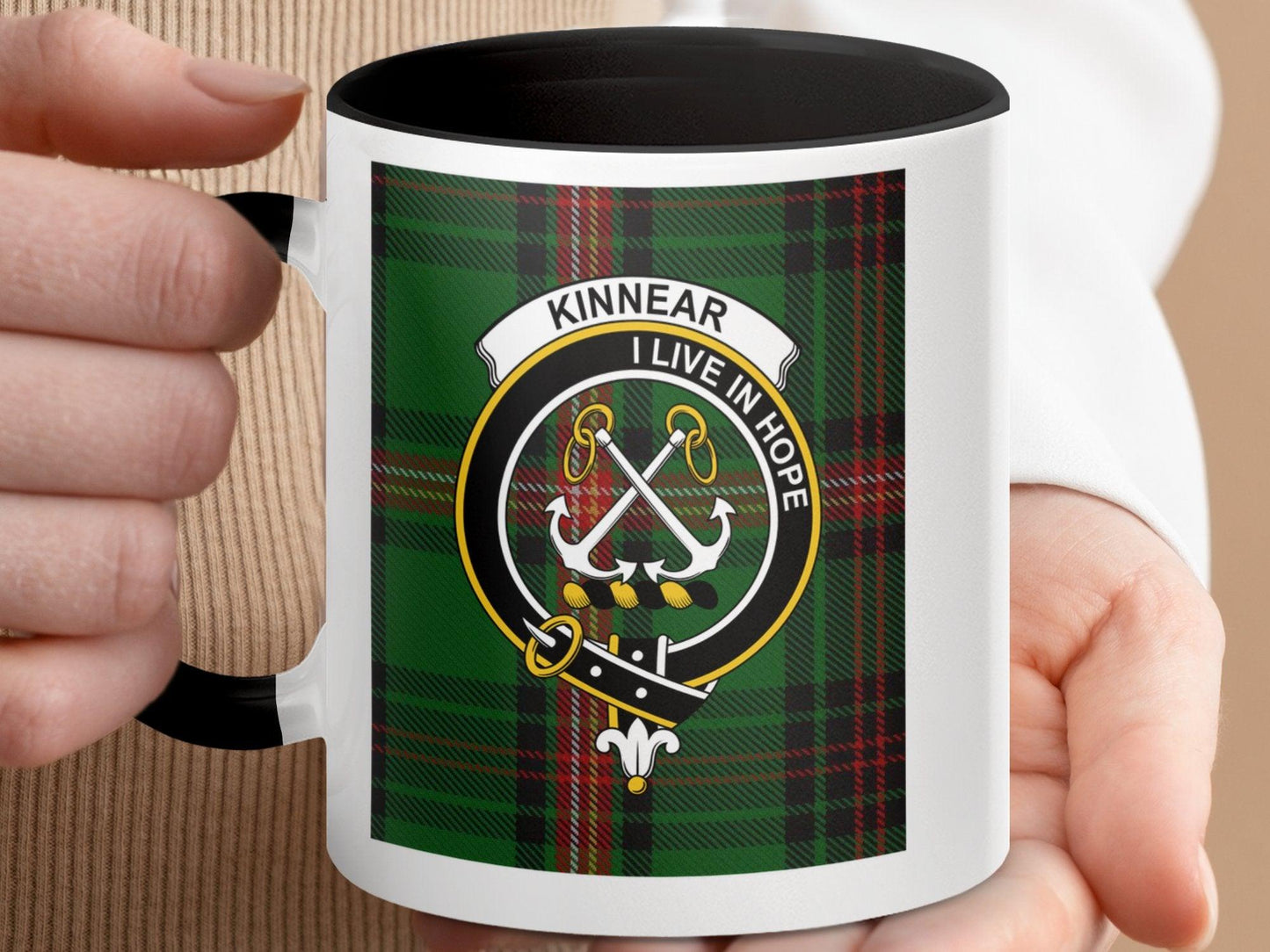 Scottish Clan Kinnear Tartan Crest Plaid Gift Mug - Living Stone Gifts