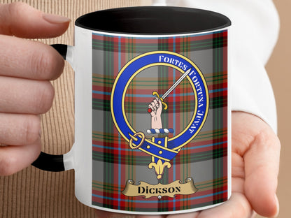 Clan Dickson Scottish Tartan Crest Heritage Mug - Living Stone Gifts