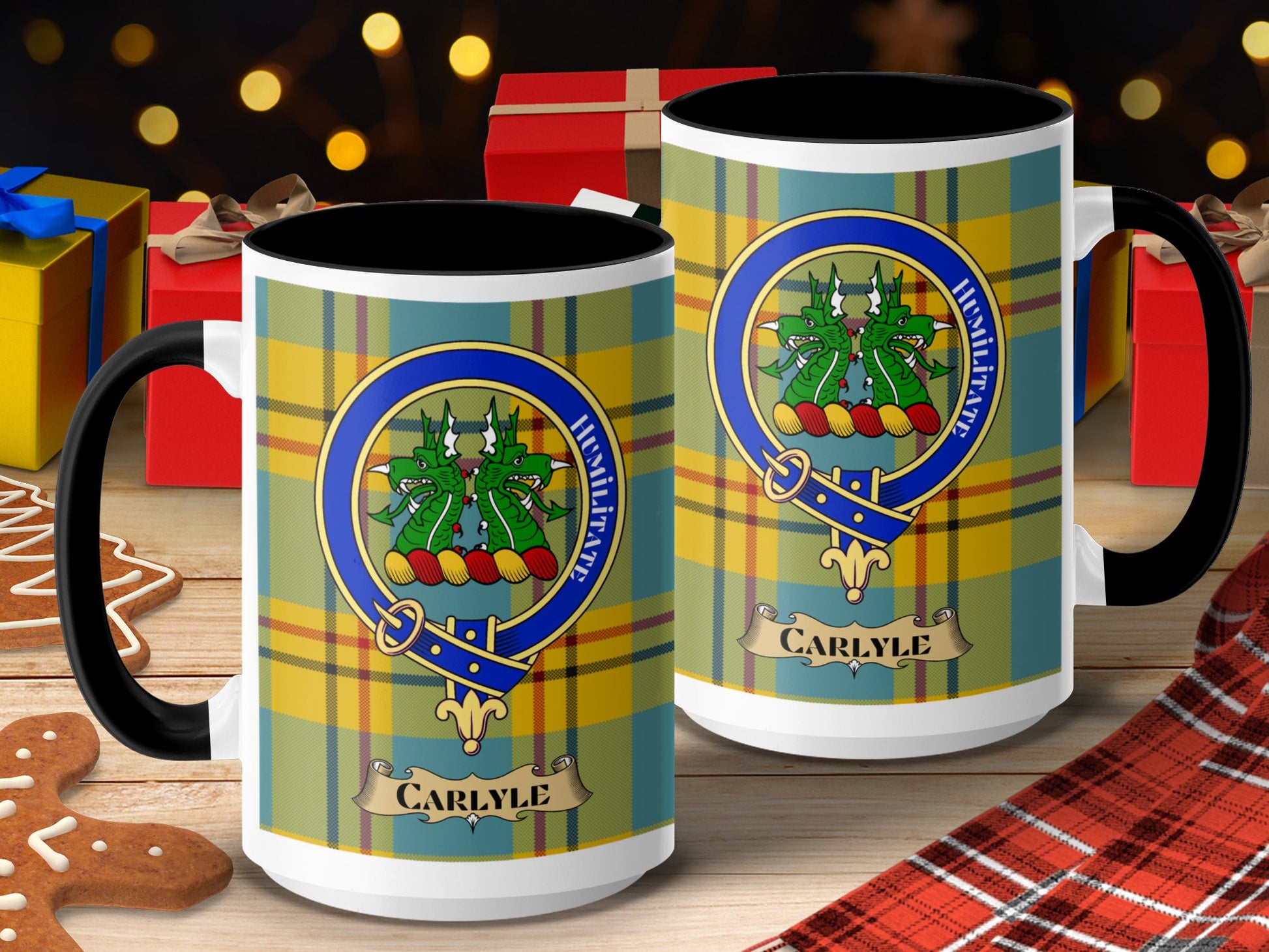 Clan Carlyle Scottish Tartan Crest Mug - Living Stone Gifts