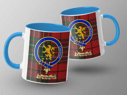 Cummings Scottish Tartan Crest Lion Emblem Mug - Living Stone Gifts