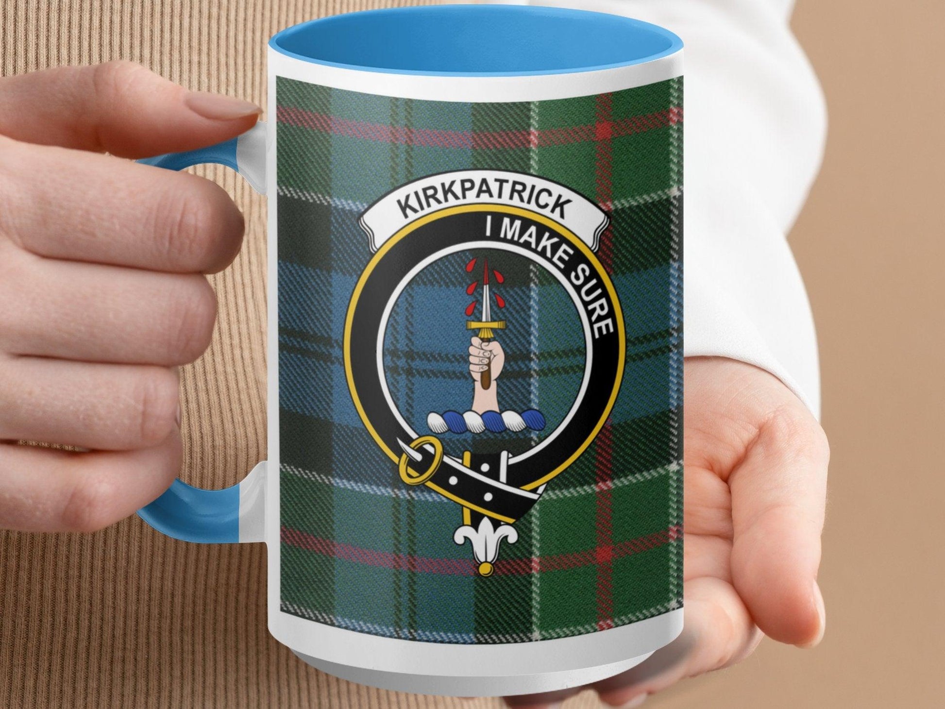 Kirkpatrick Clan Tartan Crest Plaid Scottish Mug - Living Stone Gifts