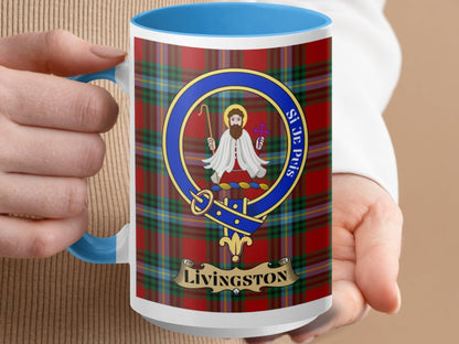 Livingston Scottish Clan Crest Plaid Tartan Design Mug - Living Stone Gifts