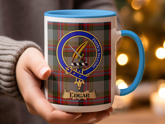 Edgar Family Scottish Clan Tartan Crest Plaid Mug - Living Stone Gifts