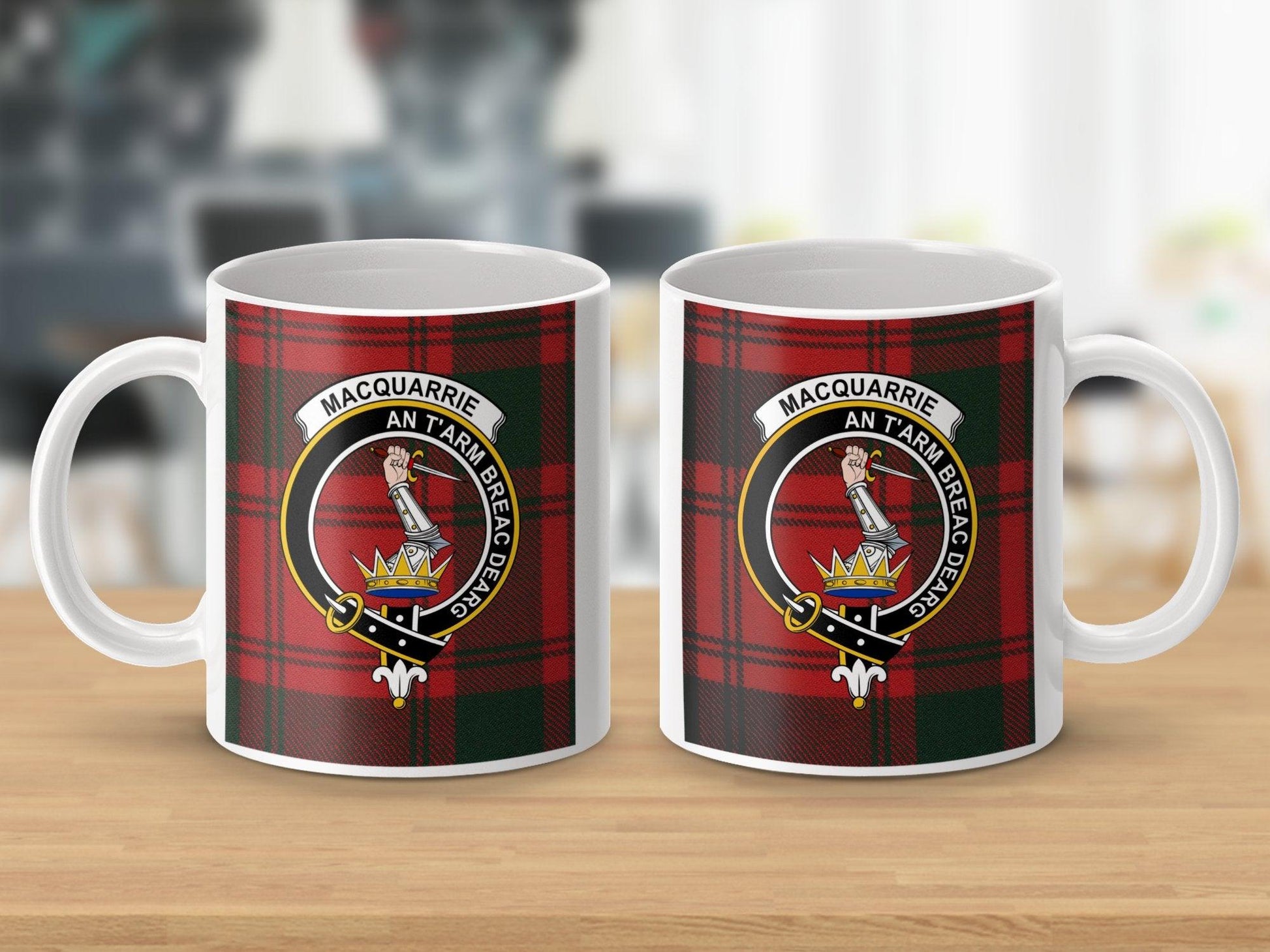 MacQuarrie Clan Tartan Crest Scottish Souvenir Mug - Living Stone Gifts